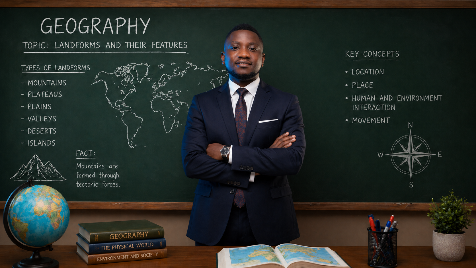 Students learning geography